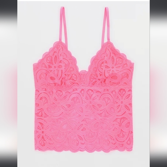 Aerie Show Off Rooftop Garden Lace Cami Bralette, Size L - Picture 3 of 4